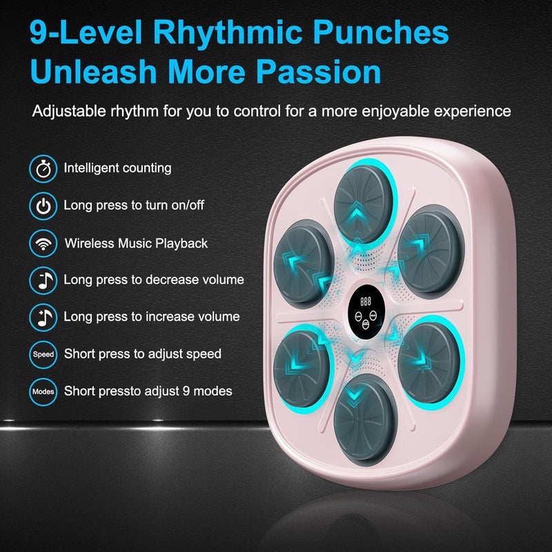 OurStarry Store 2025 New Model Smart Music Boxing Machine for Adults and Kids, Training Machine with LED Electronic Wall Mounted, Home Indoor Workout Equipment with Premium Boxing Gloves - Image 4
